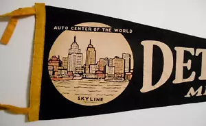 Alter Detroit Michigan Auto Center Of The World Skyline Filz Wimpel 26 Zoll - Bild 1 von 3