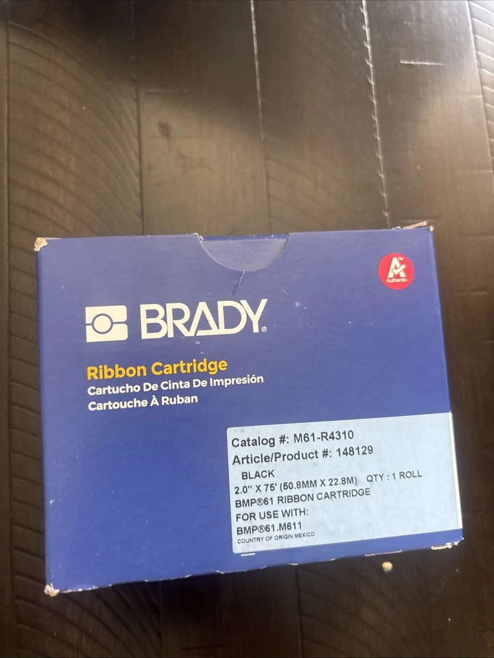 Cartucho de cinta Brady [M61-R4310] para impresoras BMP61, M611, 2" de ancho x 75' de largo, negro Foto 1 de 1