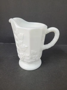 Vintage Westmoreland Milk Glass Creamer  Paneled Grape  Small Pitcher 4.75" - Picture 1 of 4