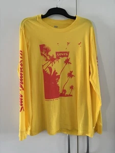 Camiseta Levi's Relajada LS Gráfico Amarillo Logo Manga Larga Camisa Talla L/G - Imagen 1 de 8