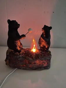 DeLeon Black Bear Campfire Table Top Bedside Night Light - Picture 1 of 5