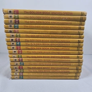 1969 The Golden Book Encyclopedia COMPLETE Set Volumes 1-16 Vintage Yellow - Bild 1 von 19