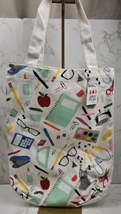 Canvas Stationary Design Teacher Tote - Picture 1 of 11