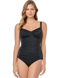 Costume da bagno Croft & Barrow Body Sculptor pezzo unico nero taglia 22W - Foto 1 di 9