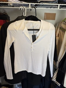 T-shirt donna Rag & Bone bianca casual manica lunga nuova con etichetta taglia small - Foto 1 di 4