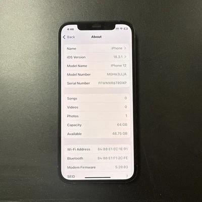 Apple iPhone 12 - 64 GB - Black Metro PCS Only A2172 - Excellent - Image 1 of 4