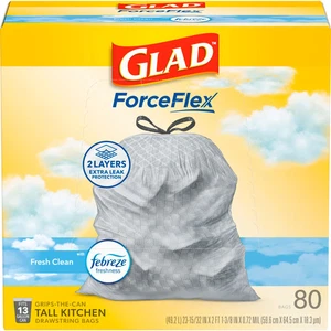 Glad ForceFlex Tall Kitchen Trash Bags, 13 Gallon, Gain Fresh Clean, White, Pac - Picture 1 of 8