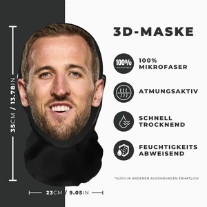 Realistische Harry Kane 3D-Druck Vollgesichtsmaske – Atmungsaktiv, Witz - Bild 1 von 3