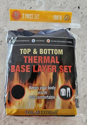 Novo com etiquetas Polar Extreme Youth M (12-14) preto 2 peças conjunto de camada de base térmica quente - Imagem 1 de 3