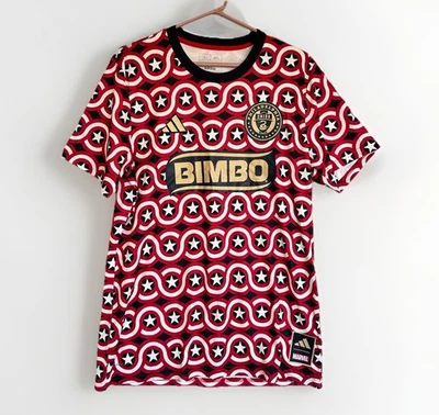 Adidas MLS Marvel Philadelphia Union Soccer Captain America Jersey Rare! Mens L - Image 1 of 4