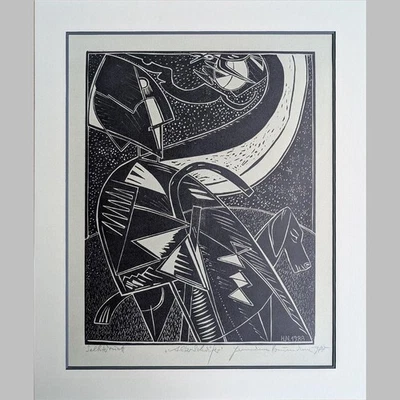 Hermann Naumann Alter Schäfer Holzschnitt neues PP Expressionismus handsigniert - Bild 1 von 2