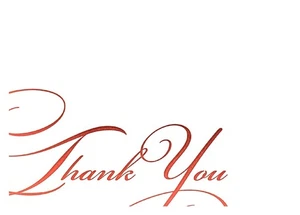 6 ct. Thank You Cards - Red Script on White - Picture 1 of 3