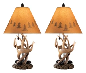 Derek Rustic Cabin Antler Lamp Set, 2 Count, Brown - Picture 1 of 5