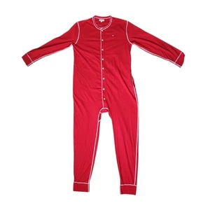 J Crew Knit Goods Hombre Talla Grande Traje Unión Una Pieza Pijama Rojo Navidad  - Imagen 1 de 7