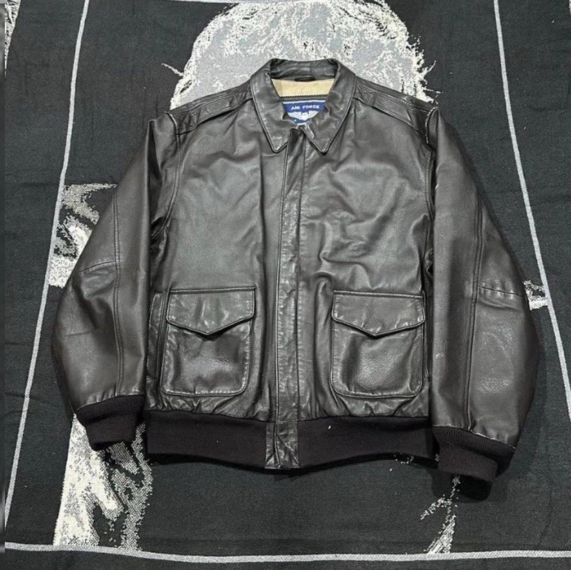Vintage Air Force Airborne Genuine Leather Bomber Style Jacket Size Large - Image 1 of 4