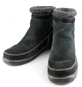 Lands' End Damen Chukka Stiefeletten schwarz Wildlederimitat Lammfell Reißverschluss-Größe 8B - Bild 1 von 7