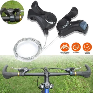 2PCS 3x7 21 Speed MTB Mountain Road Bicycle Shifter Bike Thumb Gear Shift Set US - Picture 1 of 17