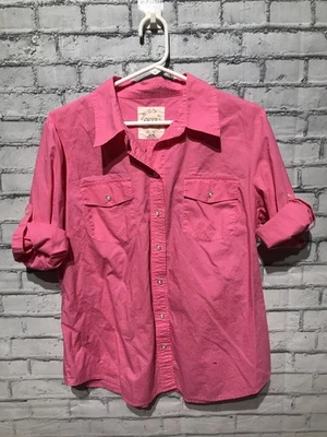 Camisa/Blusa/Top IZOD, Mujer XL, Rosa Roll-Tab Manga 3/4 Botones Cuello Foto 1 de 4