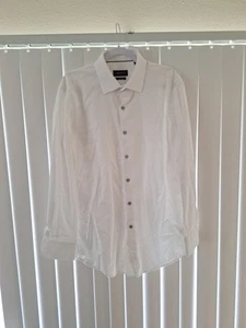 Camicia elegante uomo 17 34/35 Bugatchi bottoni davanti bianca comoda elasticizzata - Foto 1 di 4
