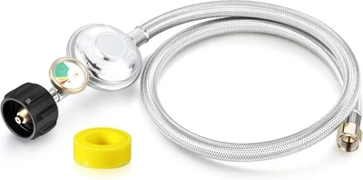 Vicenpal 3 ft Propane Regulator with Stainless Braided Hose and Gauge 3
