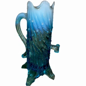 NORTHWOOD TOWN PUMP VETRO OPALESCENTE BLU 6 3/4" altezza PERFETTA. 1905 - Foto 1 di 5
