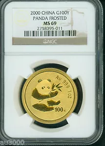 2000 Frosted GOLD Chinese PANDA 1 Oz NGC MS69 CHINA 100Y Yn 100-Yuan G100Y 100-Y - Picture 1 of 2