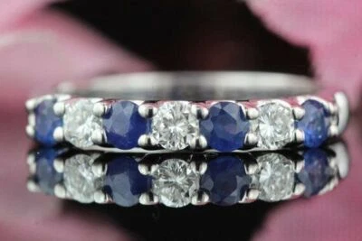 4ct Lab-Created Sapphire Moissanite Half Eternity Band 14k White Gold Plated - Image 1 of 4