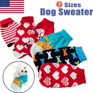 Puppy Dog Jumper Winter Warm Knitted Sweater Pet Clothes Small Dogs Coat Thermal - Picture 1 of 20
