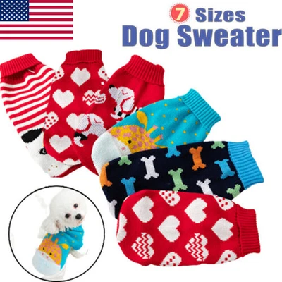 Puppy Dog Jumper Winter Warm Knitted Sweater Pet Clothes Small Dogs Coat Thermal - Image 1 of 4
