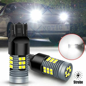 7443 Legal Safety LED Strobe Flashing Backup,Brake,Turn Signal Light 6000K White - Foto 1 di 12