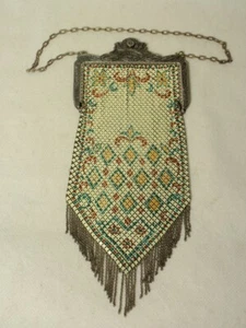 Vtg Mandalian Mfg Co Art Deco Enamel Mesh Purse - Picture 1 of 9