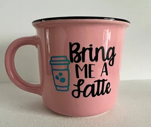 Coffee Theme~ Bring Me A Latte Coffee Custom Pastel Pink Mug Cup - Imagen 1 de 2
