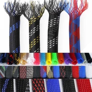 Various Sizes Expandable Cable Sleeveing Auto Harnessing Braided Sheathing PET - Picture 1 of 33