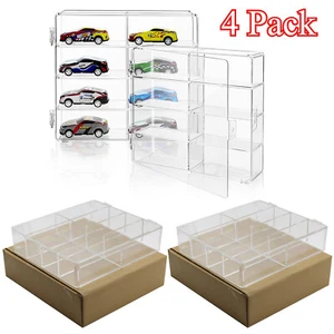 4x Caja Organizadora Vitrina para 1/64 Hotwheels Diecast 8 Coche Bloqueo Apilable - Imagen 1 de 10