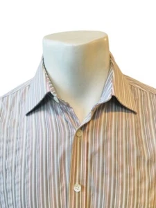 Ted Baker London Men's Flip Cuff Button Dress Shirt Striped • Size 16.5 34/35 - Picture 1 of 7