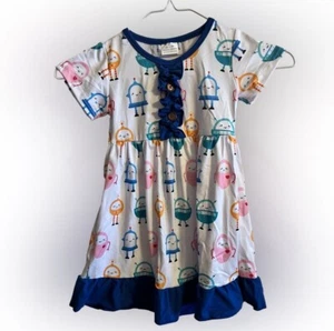 Little Girls Robot Knit Dress ~ Size 12-18 month / XSmall - Picture 1 of 3
