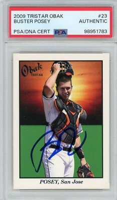 Buster Posey Firmado 2009 Tristar Obak #23 PSA/DNA RC Novato Gigantes de San José Foto 1 de 2