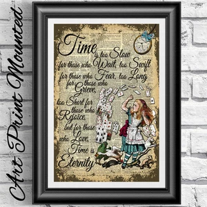 ALICE IN WONDERLAND WALL Decor mounted print on antique BOOK PAGE DICTIONARY - Picture 1 of 4