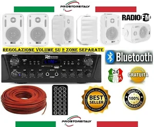 IMPIANTO AUDIO FILODIFFUSIONE 100Watt+8 Altoparlanti+Bluetooth+Radio FM+ Cavo - Foto 1 di 11