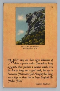 Old Man of the Mountains Daniel Webster White Mountains New Hampshire Postcard - Picture 1 of 2