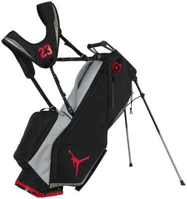 Jordan #23 Fade Away Carry Stand 6-Way Golf Bag Black Gray Red RARE NWT - Image 1 of 4