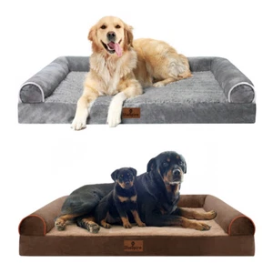 Orthopedic Foam Dog Beds Pet Mat Washable Removable Cover with C-Sides Bolster - Picture 1 of 64