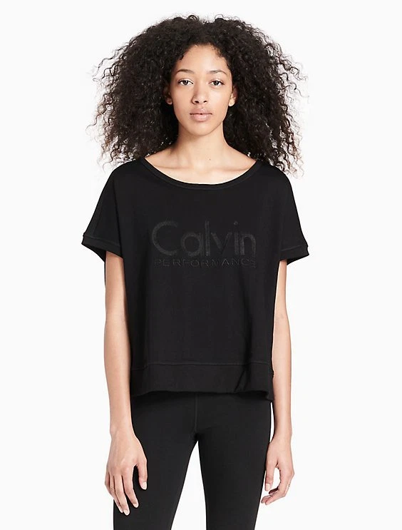 Calvin Klein Performance Open-back Cropped Logo T-shirt Black XXL