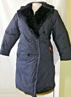 Abrigo FrenchToast Goose para mujer talla 12 negro de piel sintética doble pecho 36" L Foto 1 de 4