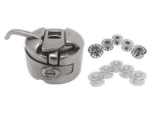 Spulenkapsel + 5 Metall Spulen + 5 Kunststoff Spulen für W 6 Nähmaschinen - Bild 1 von 6