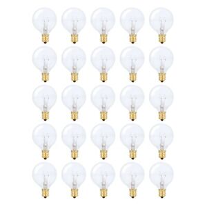 [25 Pack] Simba Lighting® String G40 Replacement Bulb 5W E12 Candelabra C7 Clear
