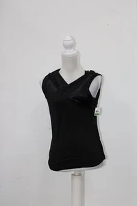 INC International Concepts Petite Velvet-Trim Top Deep Black PM - Picture 1 of 1