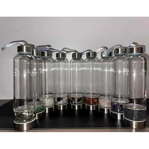 Glass Water Bottle with Crystals - Picture 1 of 15