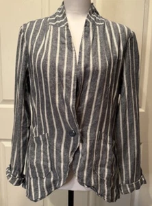 Sanctuary Anthropologie NWT Womens S Linen striped Blue White Blazer Jacket Top - Picture 1 of 9