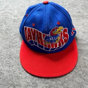 Kansas Jayhawks Snapback Hat Zephyr Blue Red Raised Letters Flat Bill - Picture 1 of 8
